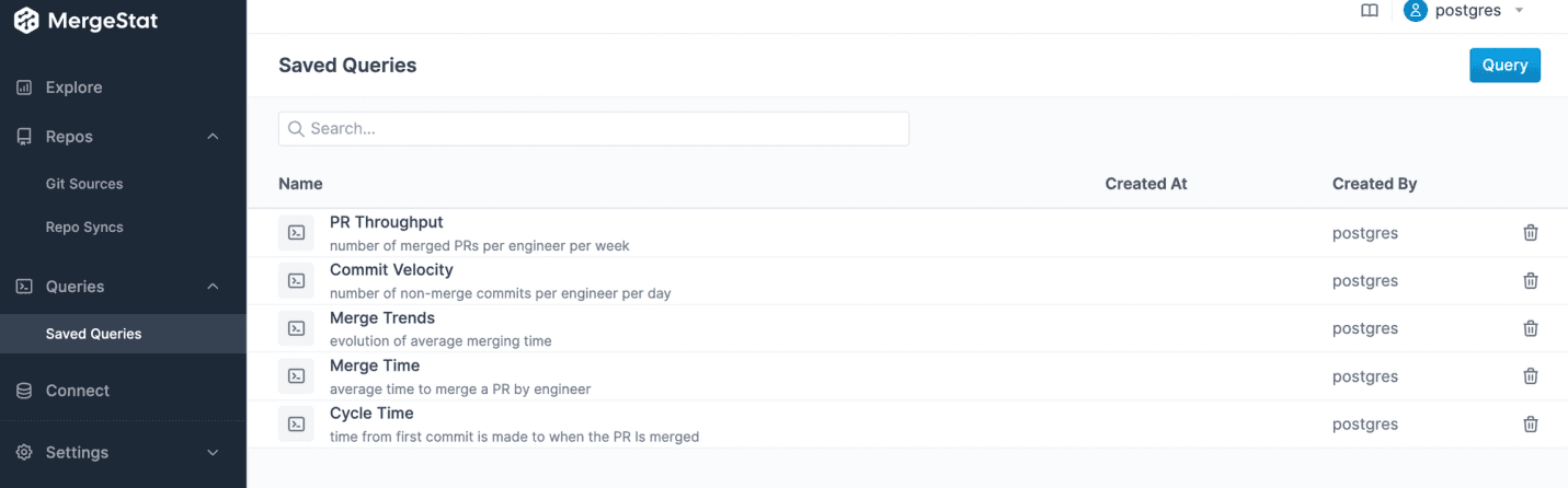 Metrics Queries in Saved Queries